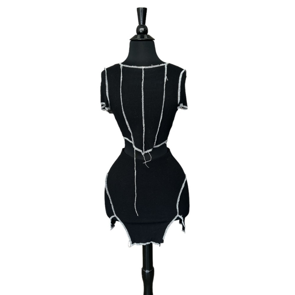 May Pink Two Piece Crop Top & Skirt